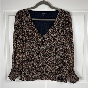 Madewell Navy Button Down Floral Blouse - Size 6